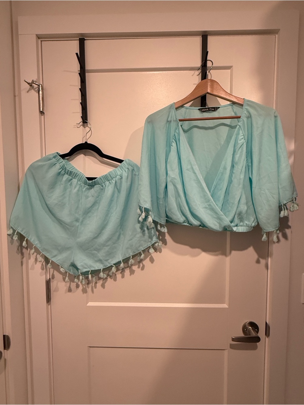Light Aqua Tassel Two-Piece Set